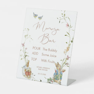 Watercolor Elegant Wildflower Peter Rabbit  baby Pedestal Sign