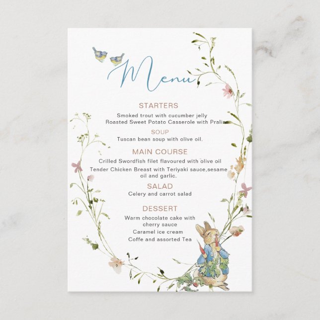 Watercolor elegant Wildflower Peter Rabbit baby sh Enclosure Card (Front)