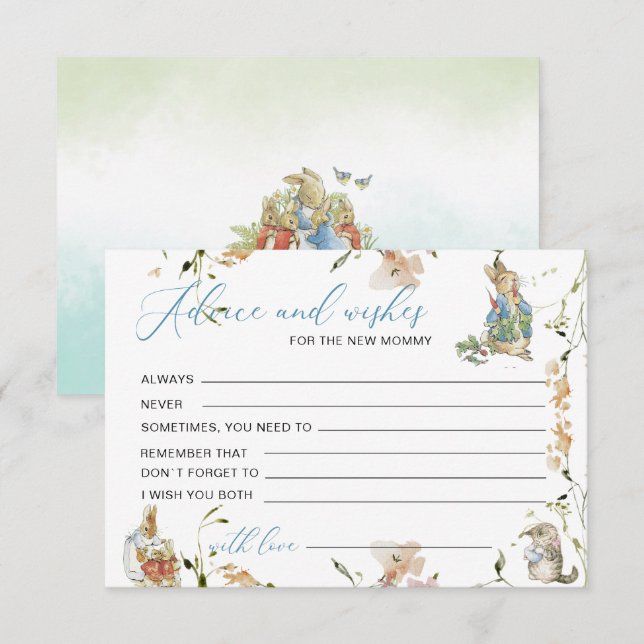 Watercolor Elegant wildflowerPeter Rabbit baby sho Enclosure Card (Front/Back)