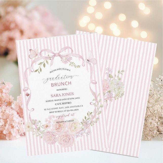 Watercolor Elegant Wildflowers graduatioInvitation Invitation (Creator Uploaded)