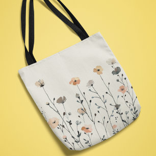 Watercolor Elegant Wildflowers Rustic Floral Tote Bag