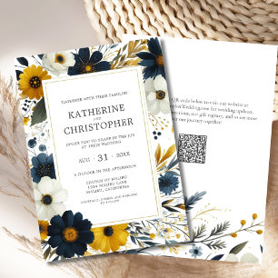Watercolor Elegant Wildflowers Wedding Invitation