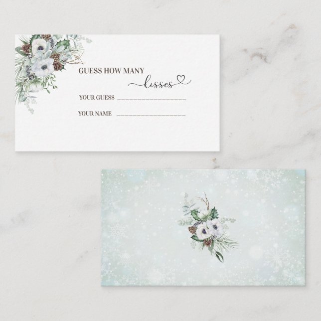 Watercolor Elegant Winter Anemones flowers bridal  Enclosure Card (Front/Back)