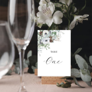 Watercolor Elegant Winter Anemones Flowers Table N Number