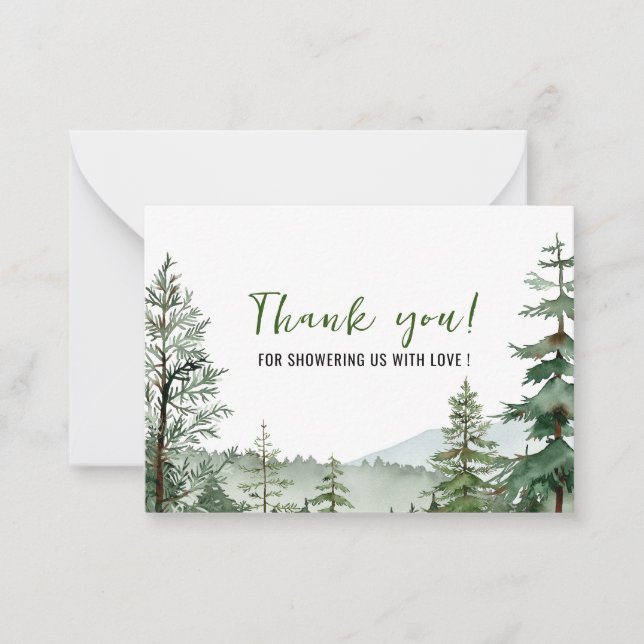 Watercolor Elegant Woodland Animals  Thank You  Card (Front)