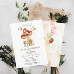 Watercolor Elegant Woodland Party Baby Shower Invitation