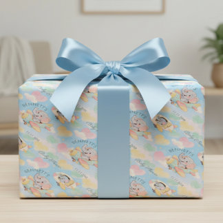 Watercolor Elephant Airplane Baby Shower Pattern Wrapping Paper