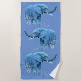 Watercolor Elephant Art Animal Art Beach Towel