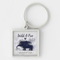 Watercolor Elephant Art Wild and Free Personalised