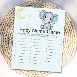 Watercolor Elephant Baby Shower Boy, Blue and Gray