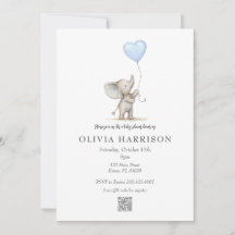 Watercolor Elephant Baby Shower Invitation