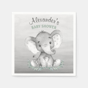 Watercolor Elephant Baby Shower Napkin