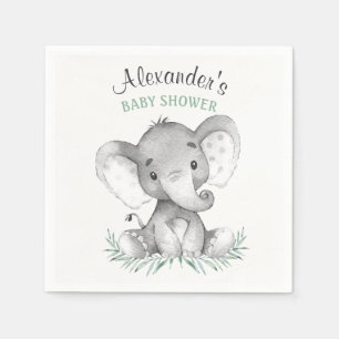 Watercolor Elephant Baby Shower Napkin