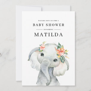 Watercolor elephant baby shower party
