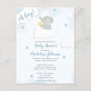 Watercolor Elephant Baby Shower Postcard