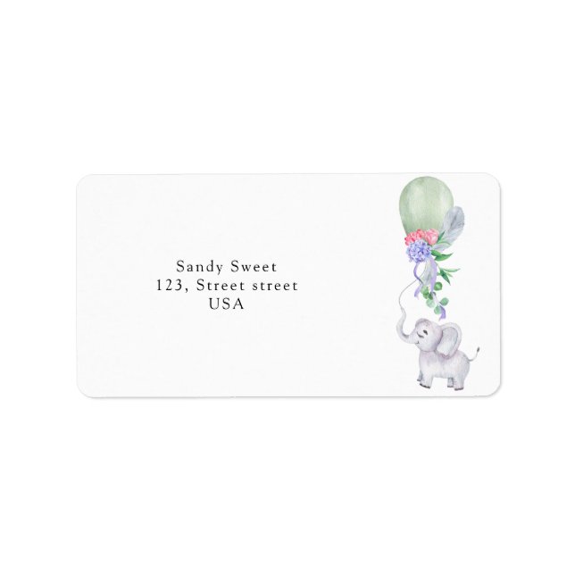 Watercolor Elephant balloon Label (Front)