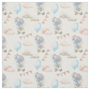 Watercolor  Elephant Balloon Nursery Child Print   Fabric