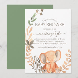 Watercolor Elephant Boho Safari Baby Shower
