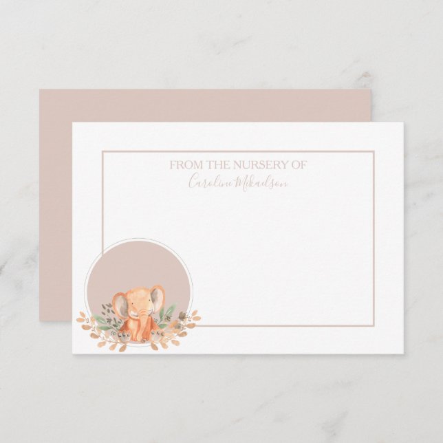 Watercolor Elephant Boho Safari  Thank You Card (Front/Back)