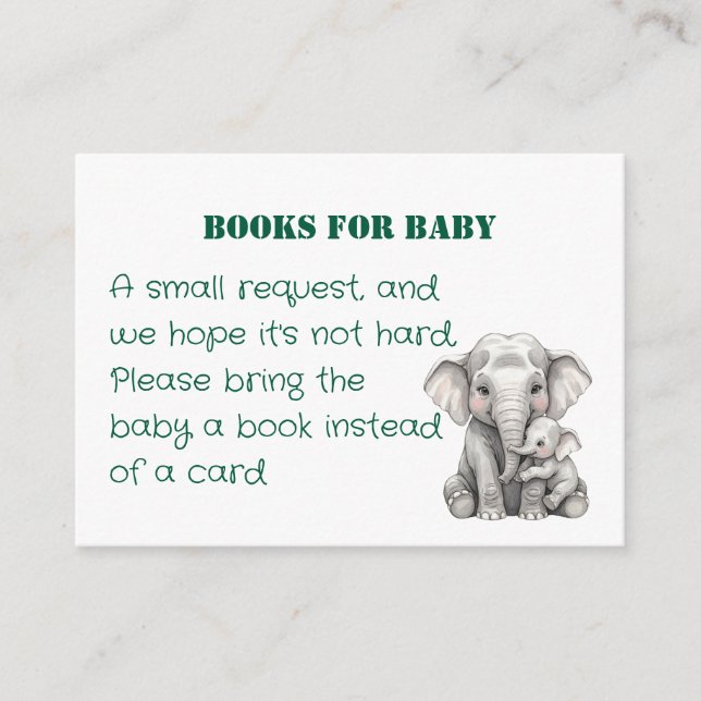 Watercolor Elephant Books for Baby Enclosure Card (Front)