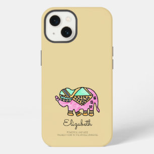 Watercolor elephant colourful modern personalised iPhone 13 case