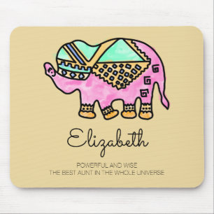 Watercolor elephant colourful modern personalised  mouse mat