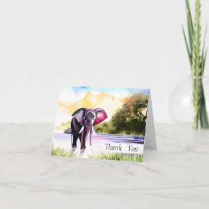 Watercolor elephant customisable card