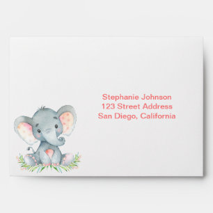 Watercolor Elephant Girl Envelope