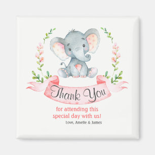 Watercolor Elephant Girl Thank You Magnet