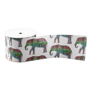 Watercolor Elephant Grosgrain Ribbon