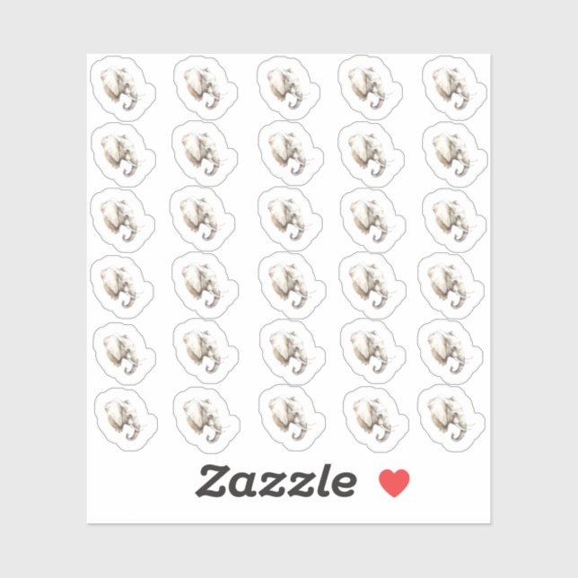 Watercolor Elephant Head Mini Stickers (Sheet)