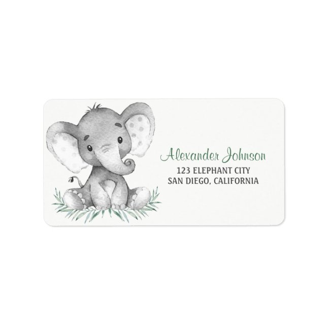 Watercolor Elephant Label (Front)