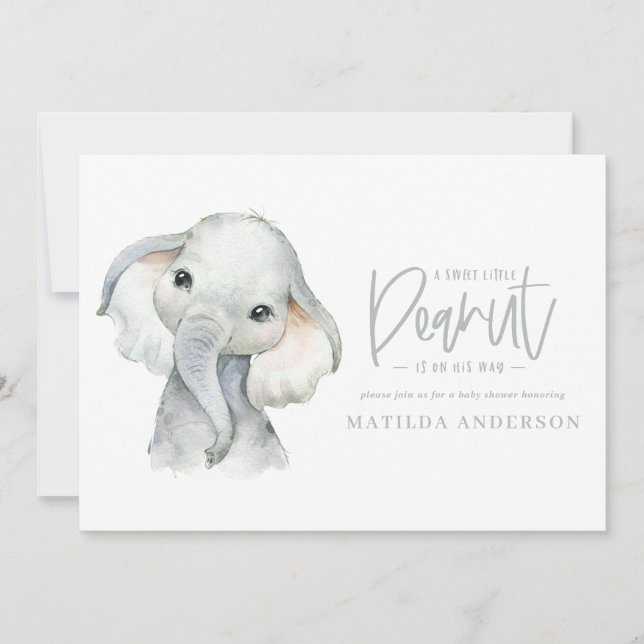 Watercolor elephant little boy baby shower party (Front)