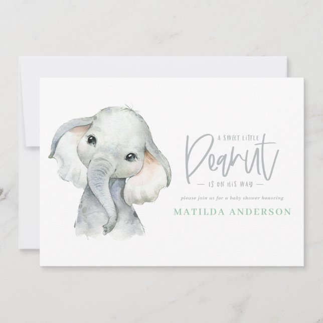 Watercolor elephant little boy baby shower party (Front)