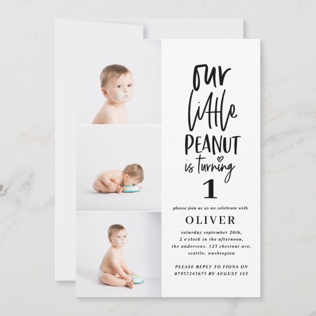 Watercolor elephant little peanut birthday party (Front)