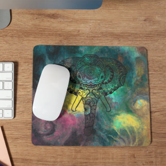 Watercolor Elephant Meditation Mouse Mat