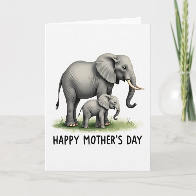 Watercolor Elephant Mum Card (Front)
