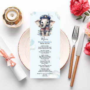 Watercolor Elephant nautical theme Menu