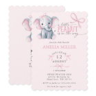 Watercolor Elephant Pink Bow Baby Girl Shower
