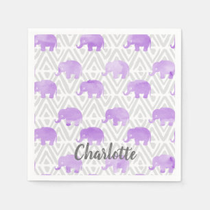 Watercolor Elephant Shibori Primitive Chevron Napkin