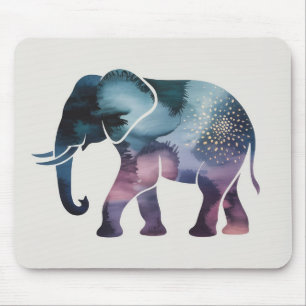Watercolor Elephant Silhouette & Speckle Mouse Pad
