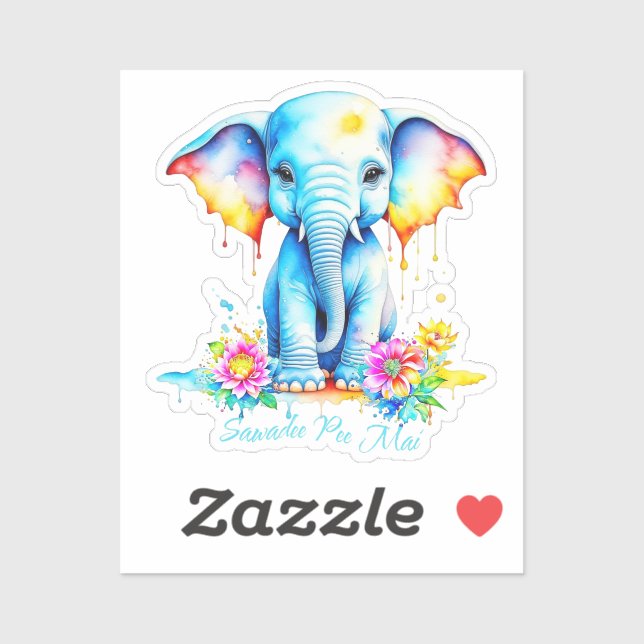 Watercolor Elephant Songkran Festival  (Sheet)