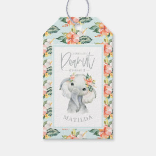 Watercolor elephant thank you birthday party gift tags