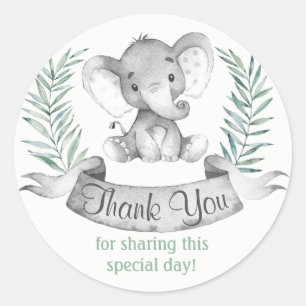Watercolor Elephant Thank You Classic Round Sticker