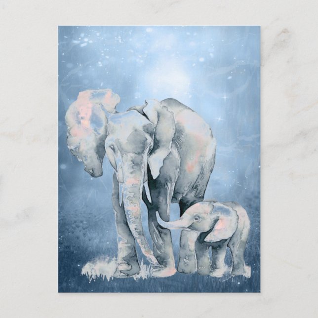 Watercolor Elephant Wildlife Nature Animal Art   Postcard (Front)