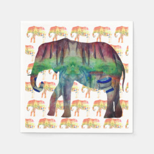 Watercolor Elephants Napkin