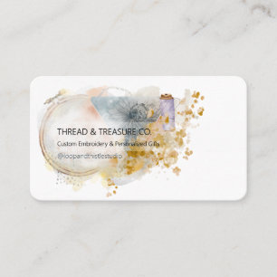 Watercolor Embroidery Hoop Business Card