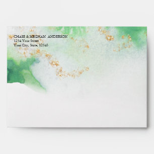 Watercolor Emerald  Gold Geode JustCards™ Envelope