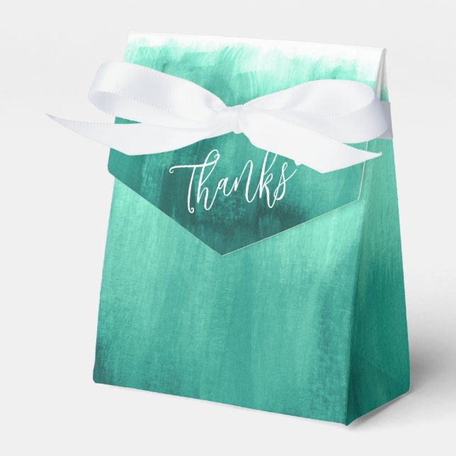 Watercolor emerald green wash wedding thank you  favour box (Front Side)