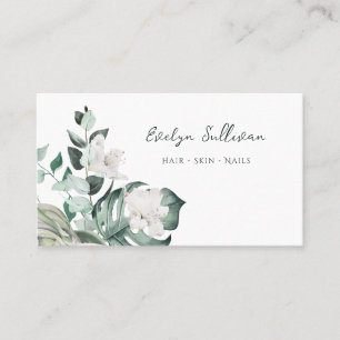 Watercolor emerald greenery business card